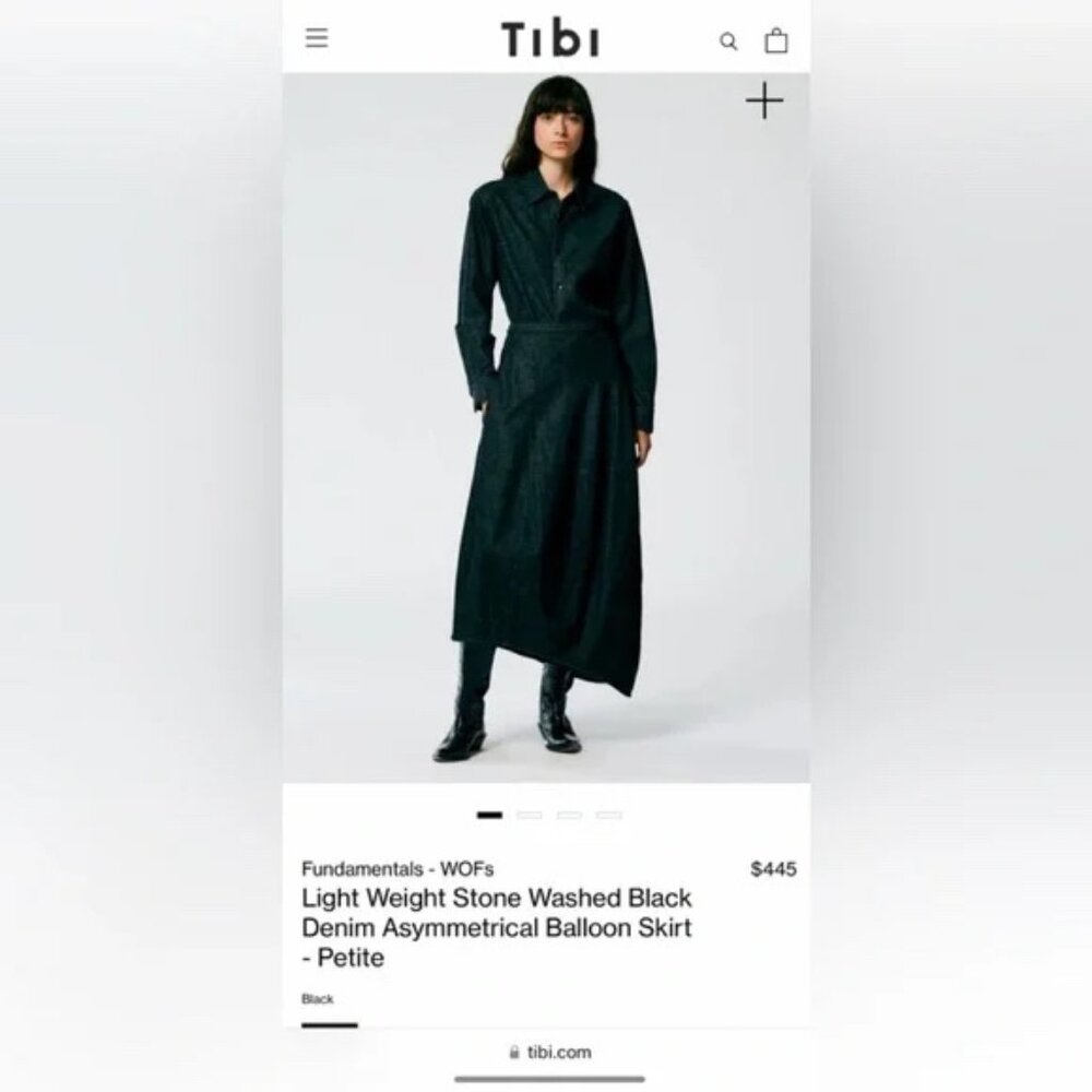 Tibi Light Weight Stone Washed Denim Asymmetrical Balloon Skirt Size 10